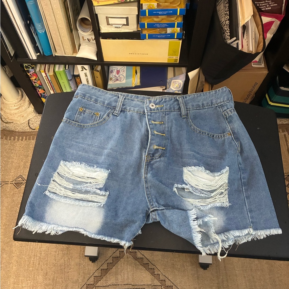 Silver Jeans Blue Distressed Jean Shorts